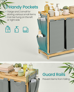 Songmics 150L quần áo giỏ giặt SORTER với túi bên Tre <span class=keywords><strong>3</strong></span> ngăn giặt <span class=keywords><strong>Hamper</strong></span> giặt giỏ với kệ - Product Image 4