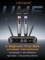 Microphone sans fil CHXYKOM avec connecteur XLR, corps métallique, professionnel, portable, double canal, 2 micros, DSP anti-Feedback pour usage domestique