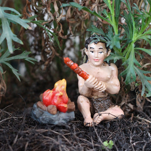 Adornos de micropaisaje que simulan personas primitivas en la antigüedad, macetas con figuras de hombre salvaje, suculentas de resina para jardín. - Product Image 2