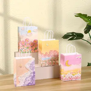 2024 Hot Sales Kraft Paper Bags With Handles Bulk Brown White Paper Gift Kraft Retail Bags Craft Shopping Paper Bags