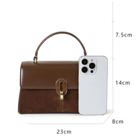 Sac à main en cuir suédé et cuir véritable, design personnalisé, style vintage français, sacoche à poignée supérieure et bandoulière, sacs selle pour femme, usage quotidien et professionnel