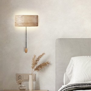 HFshanks Natural Huangdong Stone <b>Wall</b> Lamp 25x12cm LED Vintage Wabi Sabi Style Bedroom Living Room <b>Lighting</b> - Product Image 2