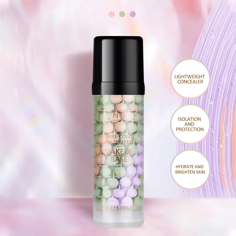 Drie Kleur Multi-Effect Make Up Base Primer Bb Cc Foundation Pressed Poeder Langdurige Hydraterende Olie Controle Crème