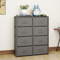 Cómoda con 4 Cajones de Tela, Estructura de Acero, MDF, Tela No Tejida, para Sala de Estar, Dormitorio, Pasillo, Color Blanco Nieve