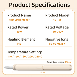 Lisseur électrique professionnel 2-en-1 Pritech LED avec plaques en titane pour utilisation en camping-car et en hôtel - Product Image 6