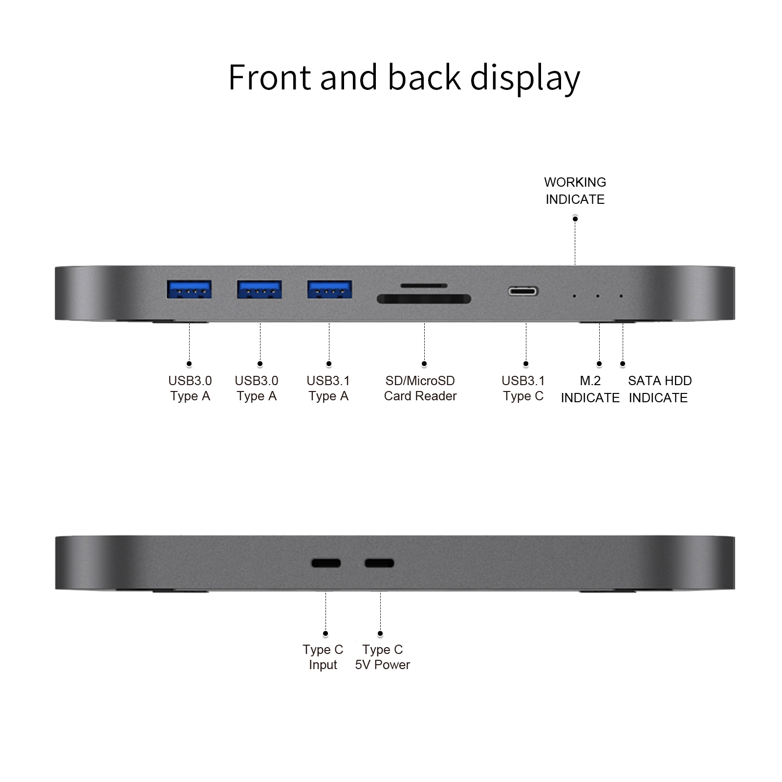 MC25 PRO Gray Mac Mini Hub for Apple M1 USB Card Reader