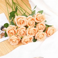 Roses artificielles en velours, fleurs artificielles à la rose unique, pour la Saint-Valentin, la maison, les mariages et les décorations de Noël