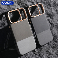Étui en cuir uni VAWI L164 avec motif diamant et support d'objectif pour iPhone 13 14 15 16 17 Pro Max, coque magnétique