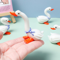 Figurines d'animaux en verre, cygne blanc, ornement en verre fait main pour micro-paysage de bureau, décoration de table à domicile, vente en gros