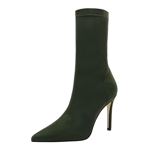 Botas simples de mujer stiletto súper de tacón alto sexy club nocturno pedicura era fina puntiaguda stretch tacones altos botas para niñas - Product Image 2