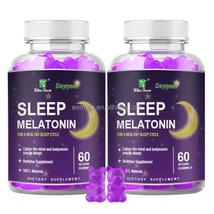 Herbal Atacado Sleep Deep Aid Melatonina Gomas De Melatonina Doces Com Vitamina B6 Óleo De Cânhamo Ashwagandha L-theanine 5-HTP
