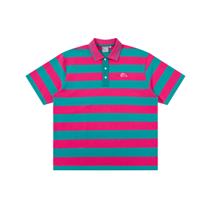 เสื้อยืดโปโลลายทางทำจากผ้าฝ้ายผ้าเทอร์รี่เสื้อโปโลปักลาย - Product Image 1