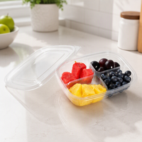 Fabricant de barquettes à fruits jetables en plastique multi-grilles personnalisées, emballage de salades, boîte en plastique transparente à emporter