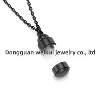 Collier pendentif artisanal transparent en or, or rose, argent, style américain, pour cendres de bébé ou d'animal de compagnie, avec flacon cylindrique