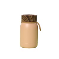 Bouteille isotherme compacte et portable en acier inoxydable avec couvercle imitation bois, idéale pour l'extérieur
