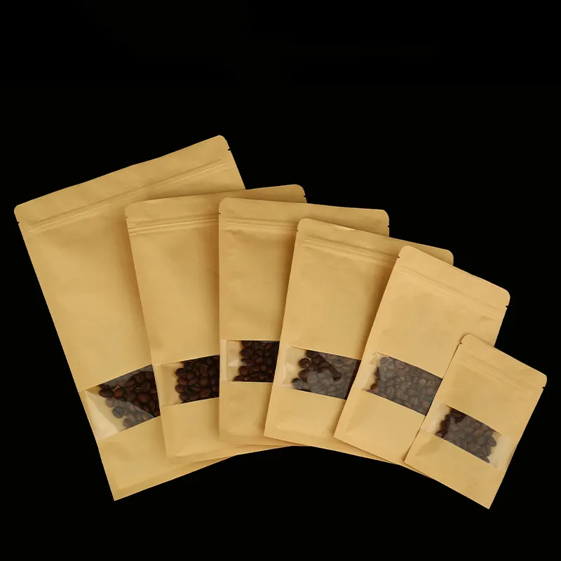 Resealable Small Paper Spices Pack Zip Lock Tea Herbs Package Flat Sachet with Clear Window