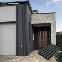 Panneau mural WPC moderne, imperméable et ignifuge, à texture bois rainurée, pour façades extérieures, écrans de patio et décoration