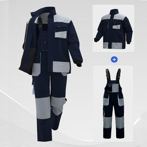 Conjunto de Uniforme Mecánico Profesional de Alta Resistencia, Overol con Tirantes y Pechera en Contraste con Múltiples Bolsillos y Chaqueta de Trabajo a Juego para Taller - Product Image 2