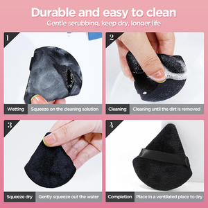 Houppettes de <span class=keywords><strong>maquillage</strong></span> triangulaires en velours floqué doux, respectueuses de la peau pour une manipulation facile, avec logo personnalisé, pour poudre visage - Product Image 6