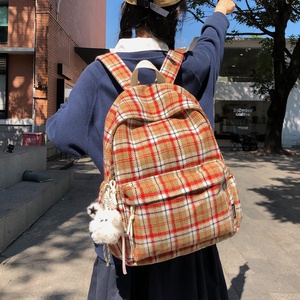 Vintage Preppy Blue Plaid <b>Backpack</b> Lightweight <b>Student</b> Daily School Bag for Women Men - Product Image 3