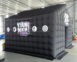 Commerciële Zwart Draagbare Led Disco Verlichting Mobiele Night Club Tent Opblaasbare Cube Party Tent Opblaasbare Nachtclub