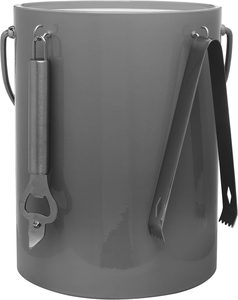 Seau à glace en métal poli en acier inoxydable avec design élégant et poignées ergonomiques parfait pour le refroidissement de la bière et des boissons - Product Image 4