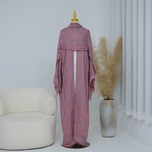 Vêtements islamiques Loriya pour femmes, abaya de luxe en pashmina, style Dubaï, abaya modeste pour femmes, robe musulmane avec hijab - Product Image 3
