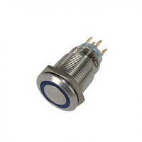 Interrupteur à bouton-poussoir métallique Rohs 19 mm DC 12V/24V marche/arrêt ou momentané avec lumière LED bleue