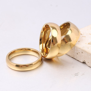 Bague tendance 4mm 6mm 8mm en acier inoxydable plaqué or, design géométrique simple, bijou unisexe, cadeau - Product Image 1