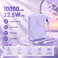 Nouvelle Batterie Externe Portable 10000mAh 2026 avec Charge Rapide Magnétique Sans Fil 22.5W, Câble Intégré, Entrée USB et Écran LED – Japon