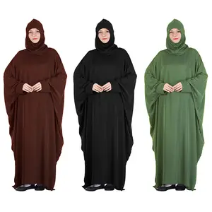 2022 High Quality dubai women muslim luxurious abayas 2pcs prayer jilhab with batwing top