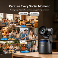 Obsbot Tail Air NDI 4K Caméra de streaming sans fil avec suivi IA, zoom optique 10x, USB PTZ, microphone et contrôle gestuel