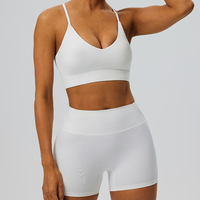 Ensemble de sport athlétique pour femme : soutien-gorge doux, extensible, anti-transpiration et offrant un bon maintien, et short moulant pour le Pilates, l'entraînement quotidien et les activités de plein air