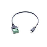 Cable adaptador de extensión USB 2.0 C Micro Mini5P macho a conector de terminal de tornillo verde con núcleo de cobre para carga y datos