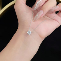 Colliers et pendentifs minimalistes en platine Pt950 avec diamants de laboratoire et pierres de cristal, chaînes fines et délicates pour femmes