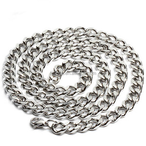 Cadena de eslabones cubanos de acero inoxidable cepillado de cuatro caras, de varios tamaños, para collar, pulsera y bolso - Product Image 2