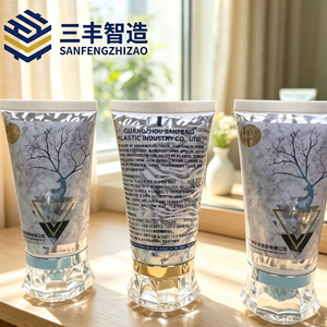 Custom Printed Clear Cosmetic Squeeze Tube with Decorative Acrylic Cap for Skincare Cream - Product Image 2