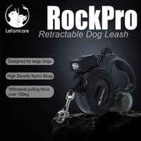 Laisse rétractable multifonctionnelle pour chien avec LED, imperméable et réfléchissante, robuste pour grands chiens jusqu'à 50 kg, utilisation en extérieur