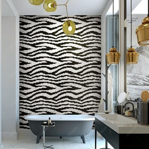 Piastrelle murali in ceramica con motivo zebrato per bagno, cucina e toilette, design artistico a mosaico. - Product Image 3