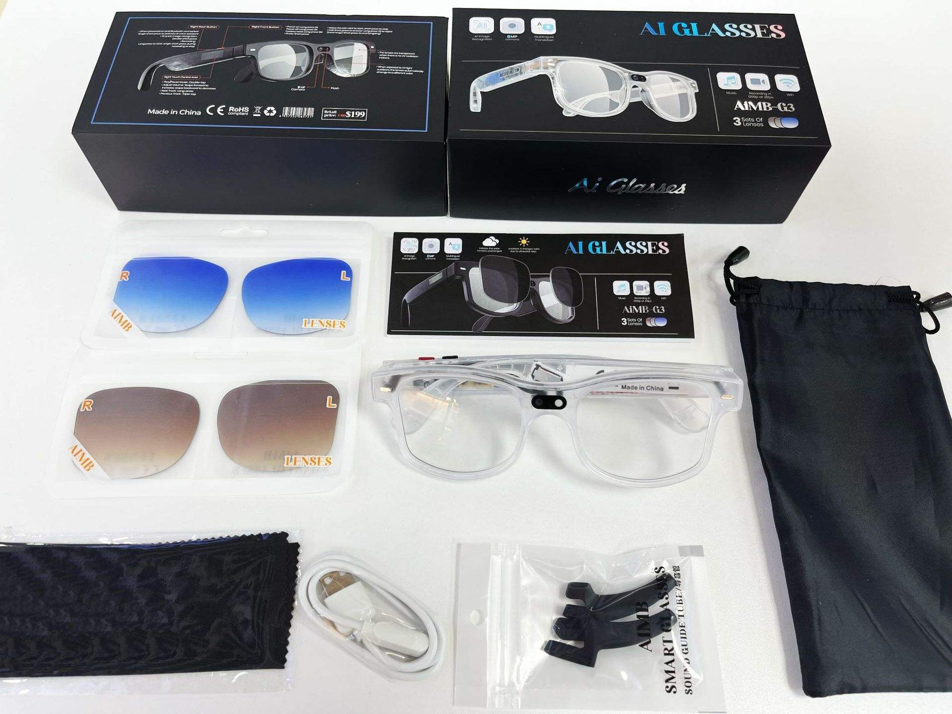 G3 - Transparent Frame Style (Three Lenses)