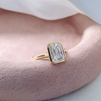Musterexemplar 14k Echtgold-Ring mit 1,5ct Moissanit im Smaragdschliff, Klassischer Unisex-Stil OEM ODM D/VVS AU585