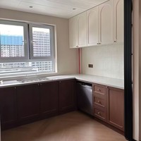 Armoire de cuisine classique style Shaker en chêne massif avec charnières à fermeture douce, modèle multifonctionnel, tiroir blanc brillant