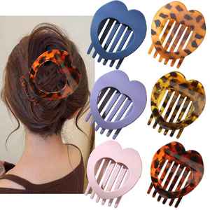 Pinces à cheveux en forme de cœur creux, élastiques à cheveux en plastique sans couture pour filles, accessoires capillaires tendance de style coréen - Product Image 1
