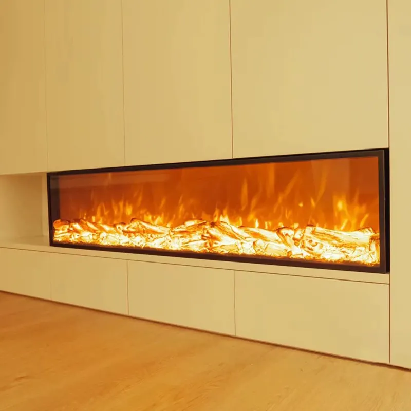 Cheminée décorative à sept couleurs flammes électriques encastrées 700mm intelligence noire chauffante cheminées électriques pour intérieur