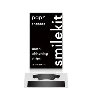 2022 Smilekit New Formula Pap+charcoal Whitening Strips,Black Teeth Whitening Strips With Private Logo