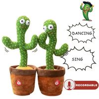 Cactus Dansant Électrique en Peluche de Polyester pour Bébés et Enfants, 31-50cm, Unisexe, Rembourrage en Coton PP, Chantant et Répétant, Idéal Thanksgiving