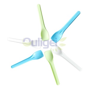 Vente en gros jetable 100% compostable amidon de maïs 6 pouces cuillère à glace en plastique mini yaourt cuillère à crème glacée cuillère à fromage - Product Image 4