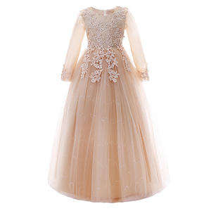 Robe de fête pour grandes filles, tendance 2022, entièrement en coton, dentelle, manches longues, magnifique robe de princesse florale - Product Image 6
