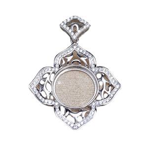 WENCHI Plateau vide pour pendentif en argent S925, forme lotus, 12,8-13 mm, design rétro Mabei, composant de bijouterie pour accessoires DIY - Product Image 4