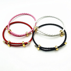 Braided <b>Couple</b> <b>Bracelet</b> Stretchable Unisex Jewelry Black Red Pink White Manual Crafted Style Commute Gift - Product Image 1